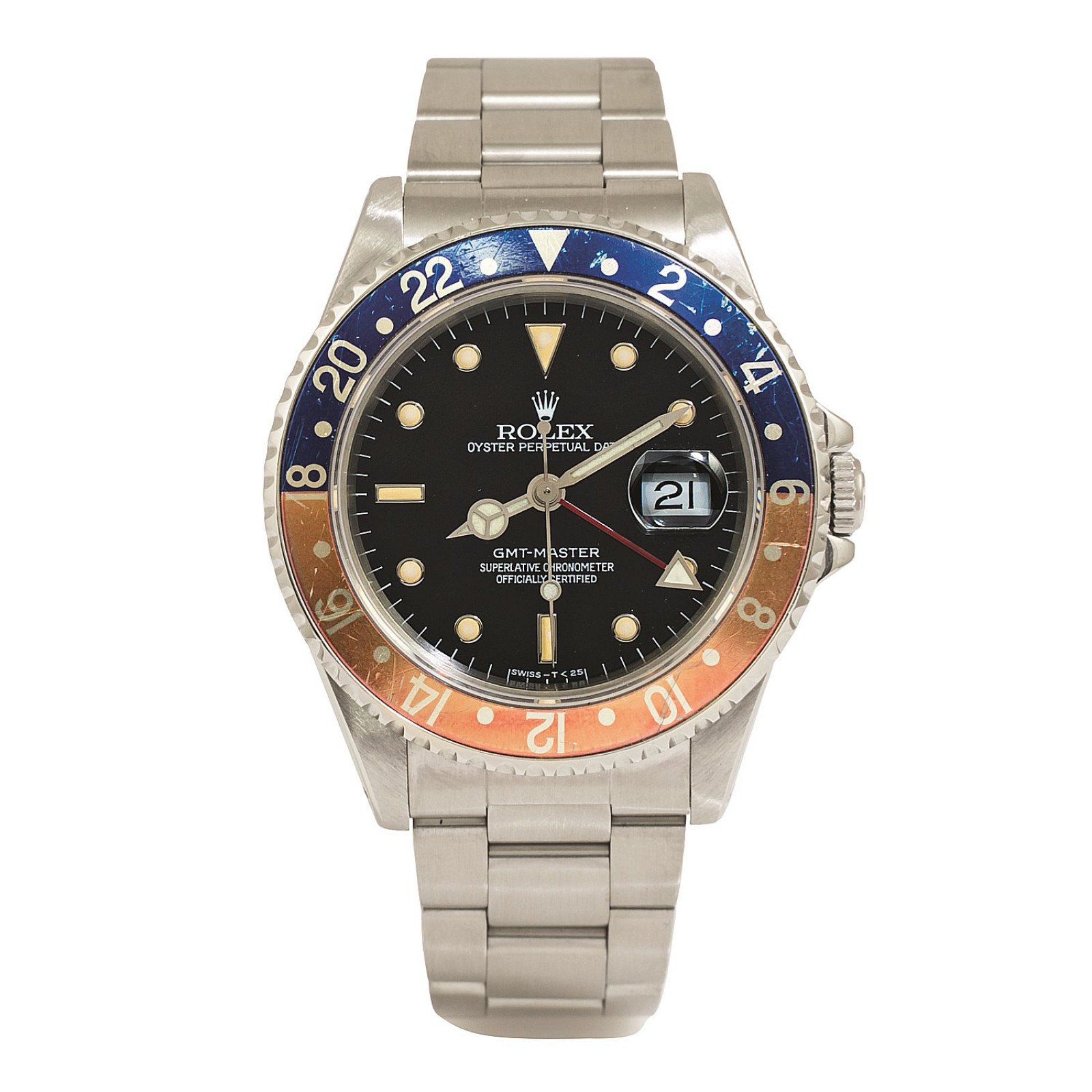 Pre-Owned Rolex GMT-Master 16700 Stainless Steel 40 mm Luminous Dots & Index On Steel